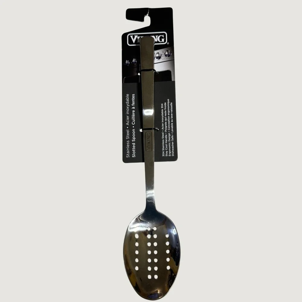 Viking Slotted Spoon Large Silver 304 Stainless Steel Ergonomic Stay Cool Handle